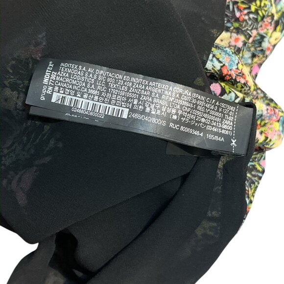 ZARA Long Sleeved Floral Dress Size Small but Roomy Ruffled Lined Peasant - Picture 11 of 12